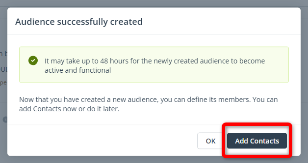 ad audiencess successfully created