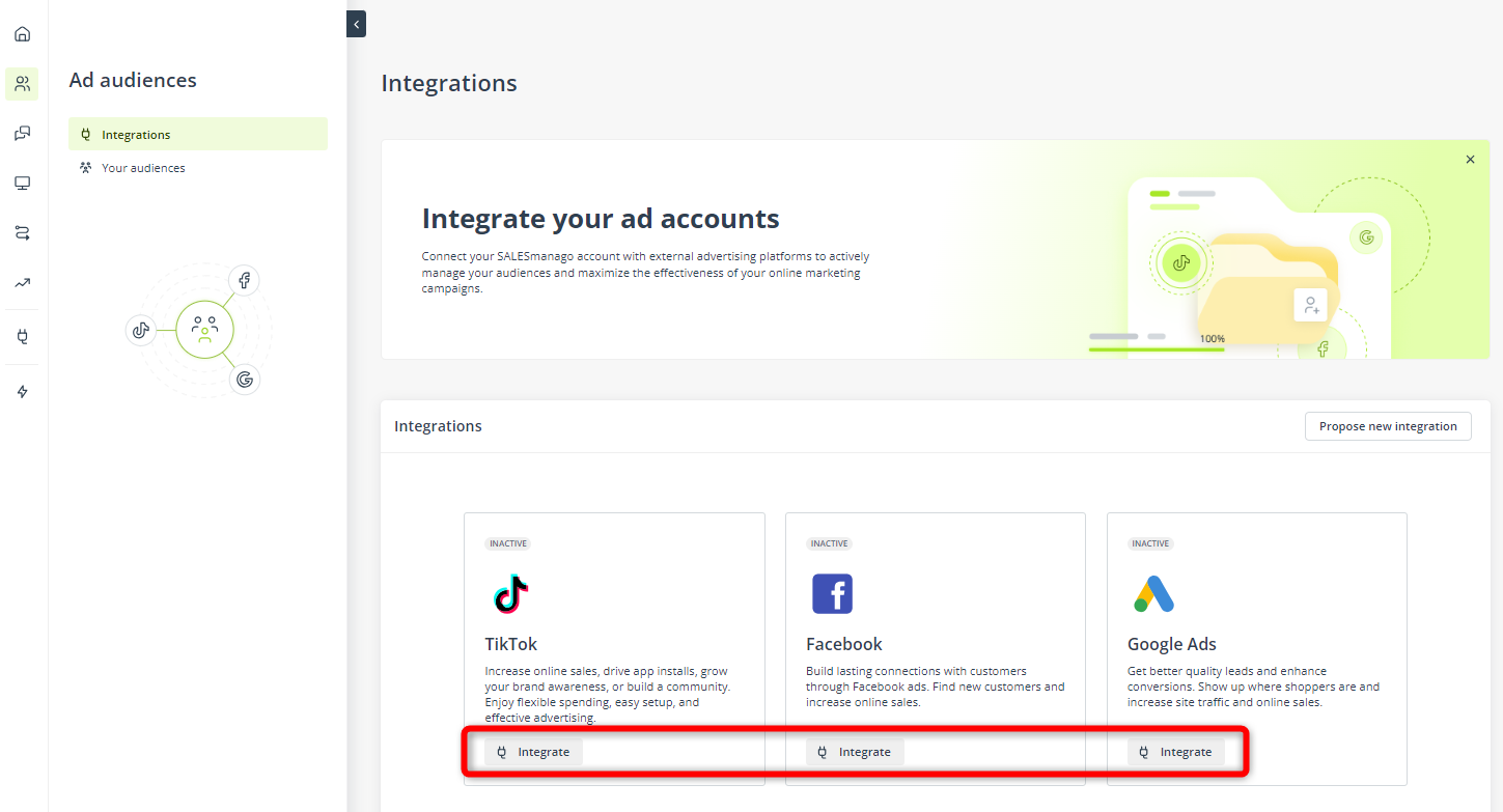 ad audiences integrate