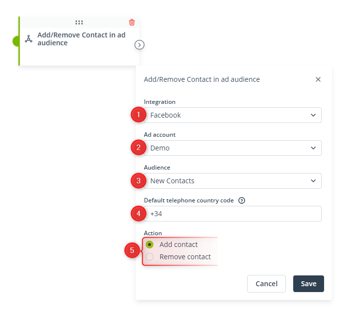 workflow action add remove contact in ad group