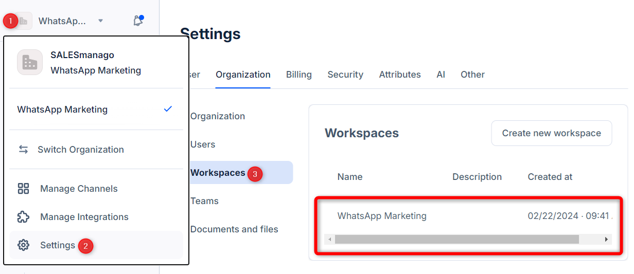 bird workspace id