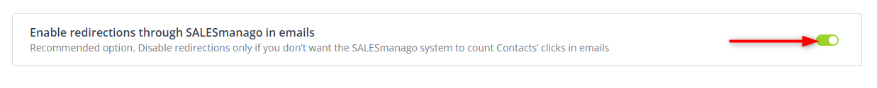 enable redirections in salesmanago
