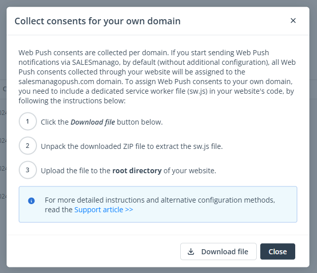 collect consents for your own domain