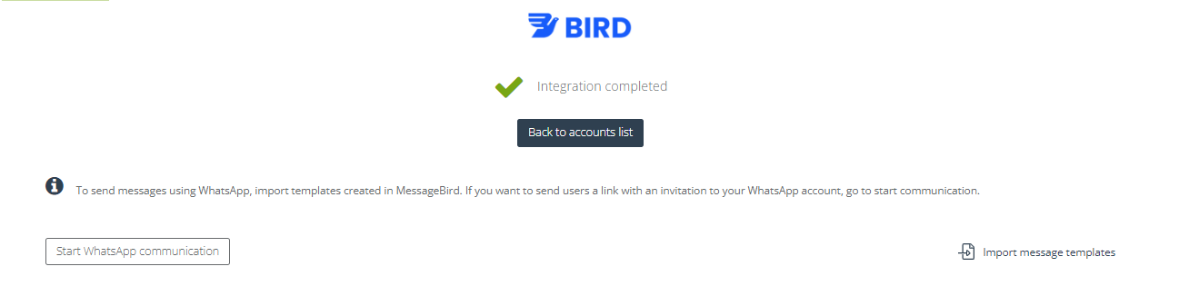 bird integration completed
