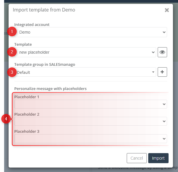 importing templates with placeholders
