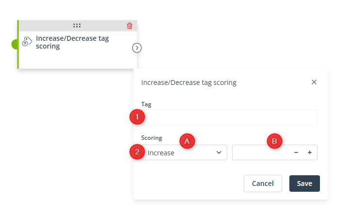 action increase decrease tag scoring