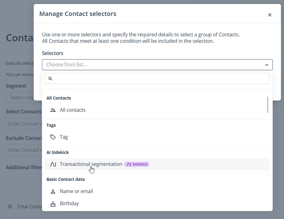 transactional segmentation contact manager