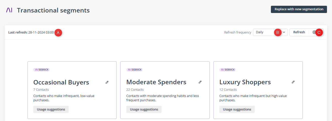 AI transactional segment options